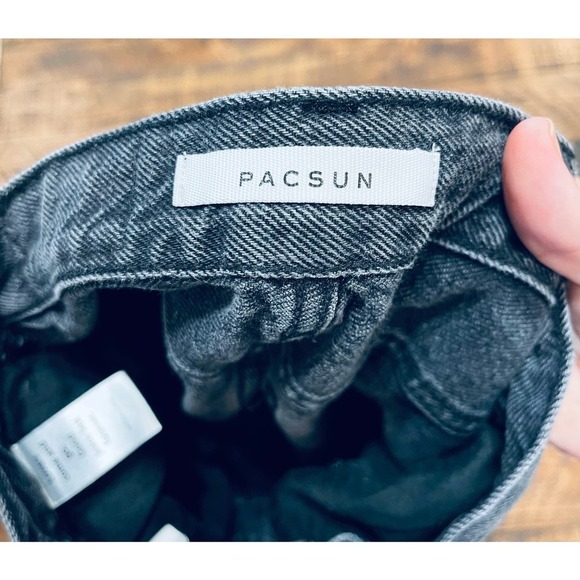 Pacsun Denim Jean Girls Women SZ 24- Color Black Gray Piece-High Rise Patch - Picture 7 of 8